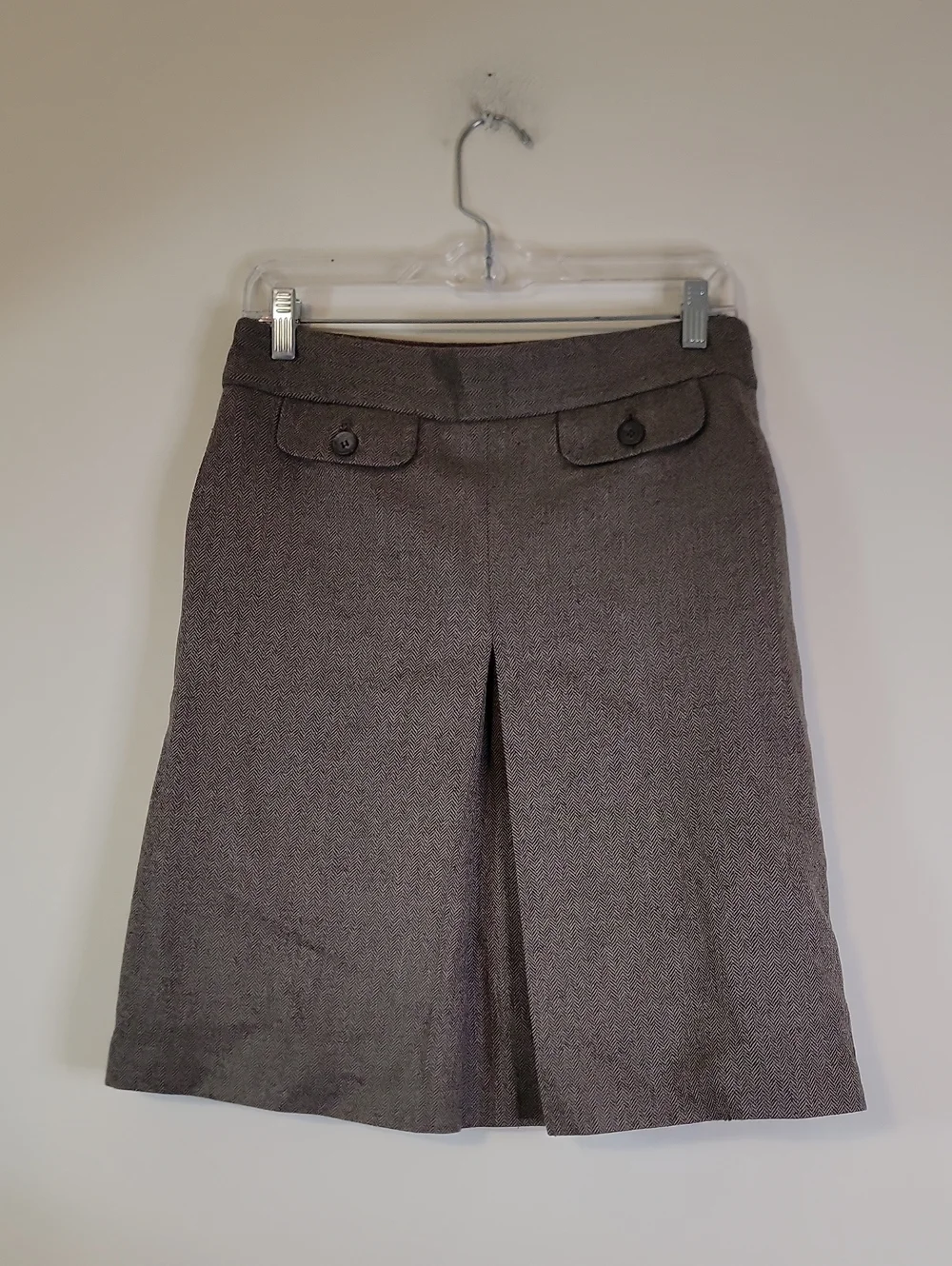 J. Crew Gray Tweed Front-Pleat Mini Skirt